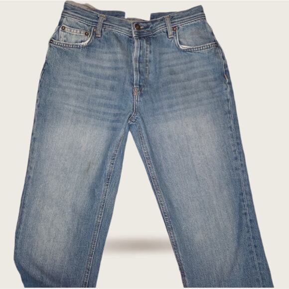 We The Free Free people Button Fly Boyfriend 5 Pocket distressed Jeans Sz 26 - Picture 3 of 10